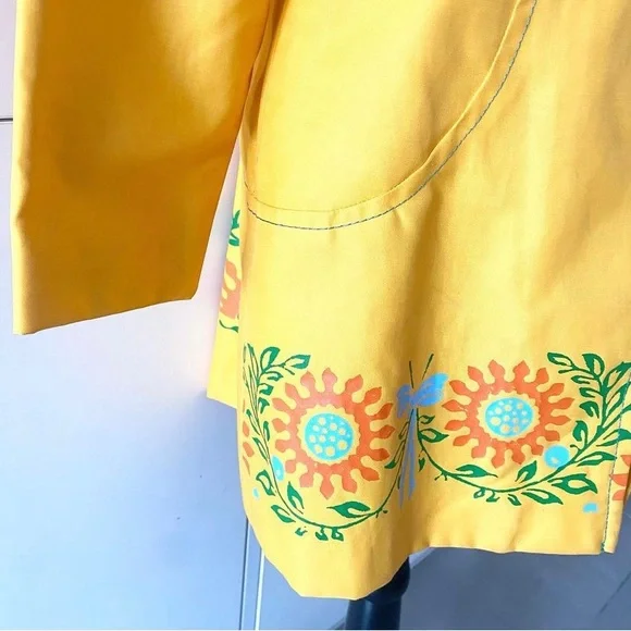 Vintage Yellow Floral Detail Rain Jacket - Picture 3 of 4